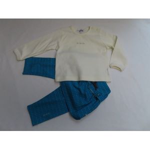 Ensemble - 3 delig - Meisjes - Ecru met turquoise - Tshirt + rok + legging - 1 jaar 80