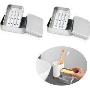 Zeepbakje - Zeepdoos - Zeepkist - zeep doosje -douche zeepbakje - Zeephouders -zeep houder -Draagbare Bar Zeepetui -Zeepdoosje met Deksel -aluminium Zeepkist -Zeepblik -Shampoo Bar Houder -shampoo bar doosje- 2 stuks- zeepbakje met deksel- zeep bakje