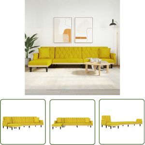 vidaXL Gele L-vormige Fluwelen Slaapbank Slaapbank - L-vormig Sofa - Hoekbank - Tweepersoons Bank - Lounge Bank