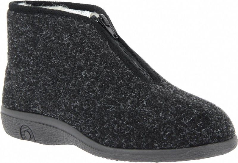 Florett - Pantoffels - Rits - Grijs - 100% Scheerwol Voering