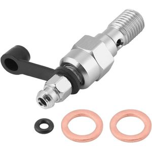 Vent Screw M10x1.25mm - Motorfiets - Remklauw - Nippel - Banjobout + Stofkap (Zilver)