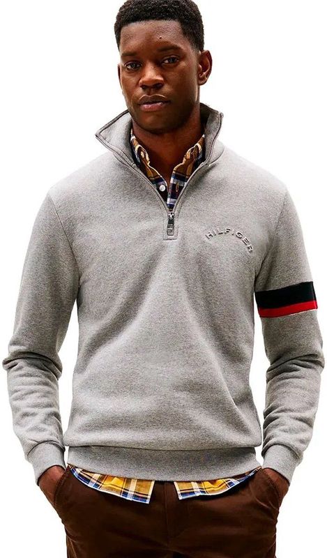 Tommy Hilfiger - RWB Insert - Sweatshirt - Zwart - Met Halve Rits