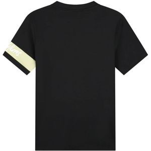 Malelions - Men Captain - T-Shirt - Zwart Licht Groen - 95% Katoen 5% Elastaan