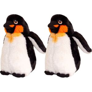 Keel Toys pluche keizers pinguin knuffeldier - 2x - wit/zwart - staand - 20 cm - Pooldieren