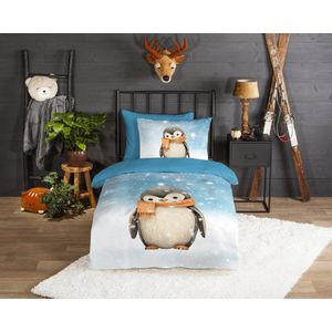 Good Morning Kinderdekbedovertrek ""pinguin"" - Multi - (140x200/220 cm) - Katoen Flanel