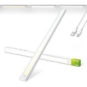 Brendz Keukenverlichting Onderbouw LED, Onderbouwverlichting, 60cm, USB-C Oplaadbare Led-Strip, 4400mAh, 3 Kleurtemperaturen, Dimbaar, Magnetisch, Keukenverlichting Draadloos, Kastverlichting, Puyo Zilver