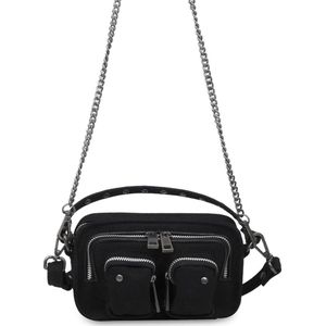 Nunoo Helena Canvas Black Embroided Dames Crossbodytas - Zwart - One Size