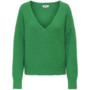 Only Trui Onlmaggie Life Ls V-neck Cs Knt 15352597 Medium Green/melange Dames Maat - S