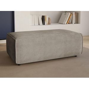 Vente-unique Poef in taupe ribfluweel AMELIA L 102 cm x H 42 cm x D 69 cm