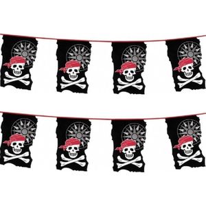 2x stuks piraten thema vlaggenlijnen doodshoofd 10 meter - Feestartikelen en versieirng