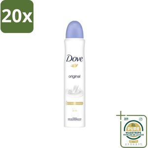 20 x Dove - Deodorant - Women Original - Zachte bescherming - 200 ml - Grootverpakking - Dove Deodorant Spray - Anti-transpirant - Okselhuid Verzorging - Hydraterende Crème - Vitamine E