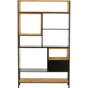 J-Line kast Tina - hout/ijzer - zwart/naturel - large