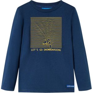 vidaXL-Kindershirt-met-lange-mouwen-snowboardprint-128-marineblauw