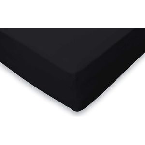 Hoeslaken Jersey Katoen Stretch 35cm Hoge Hoek - zwart 180x210/220cm - Lits Jumeaux