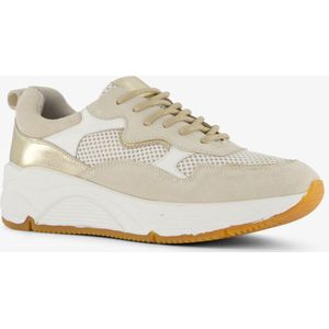 Hush Puppies suede dames sneakers beige metallic - Maat 37 - Echt leer - Uitneembare zool