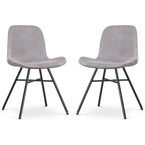 Nolon Noa-Fé Eetkamerstoelen Set van 2 Ribstof Warm Grijs - Stof - Zwart Onderstel - Modern