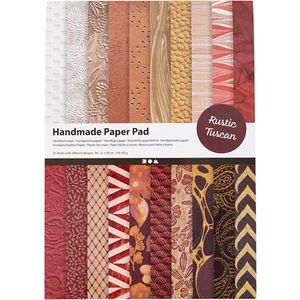 Handgeschept papier, naturel, rood bruin, A4, 210x297 mm, 110-150 gr, 20 vel/ 1 doos