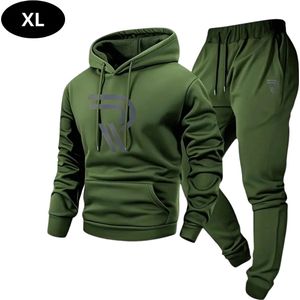 Livano Joggingpak Heren - Huispak - Volwassenen - Trainingspak - Comfortabel - Jogging Pak - Joggingsbroek - Legergroen - S