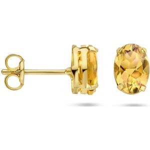 Marie-Celeste Oorknoppen Citrien 1.44ct (2x 0.72ct) - Goud