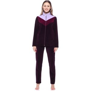 Merry Style – Dames Huispak – Vrijetijdspak – Velours – MS-MG-F-SUIT3-n – Donker paars/licht paars – XL
