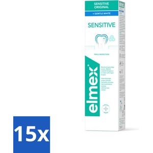 15 x Elmex Tandpasta Sensitive Gentle White 75 ml - Tanden Poetsen - Tandvleesontsteking - Frisse Adem