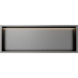 Gun Metal RVS Inbouwnis 30x90x7cm met RGB verlichting - Inbouwnis badkamer en Douche