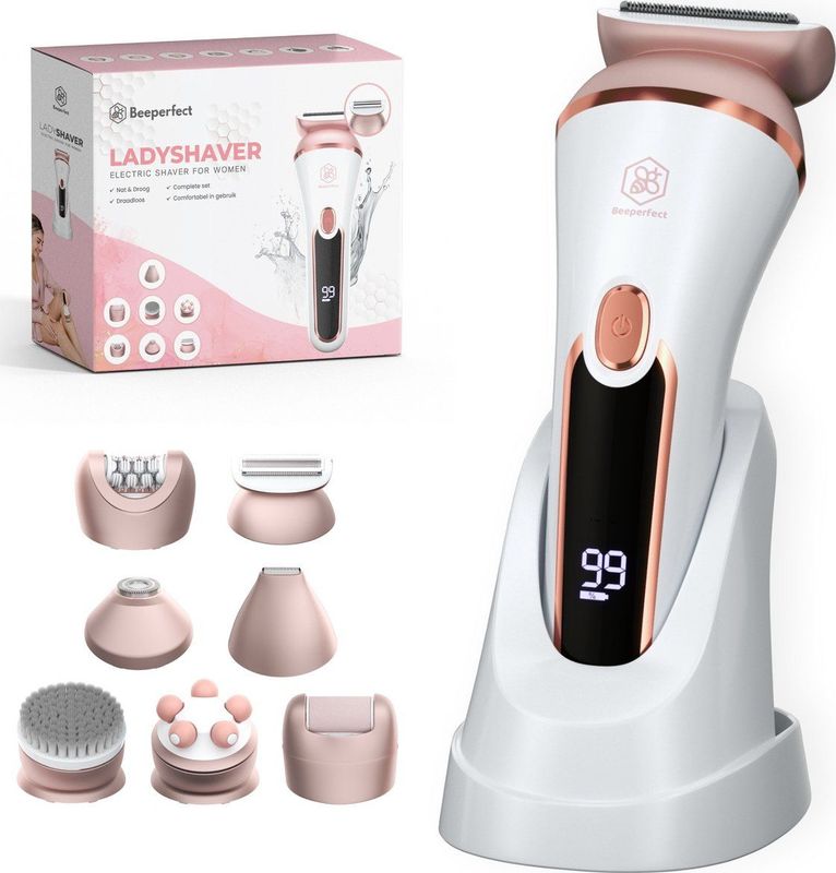 Beeperfect® 7 in 1 Ladyshaves Voor Vrouwen - Epilator - Scheerapparaat Vrouw - Gezicht Trimmer - Bikinitrimmer - Oplaadbaar - Waterdicht - 7 Opzetstukken
