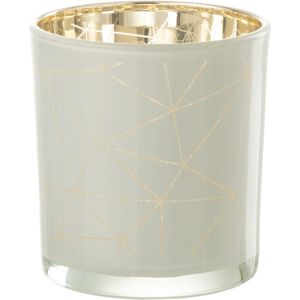 J-Line Theelichthouder Milano Glas Wit/Goud Small - 4 stuks