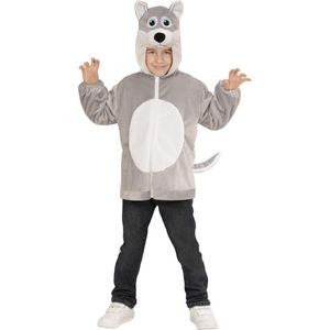 Widmann - Wolf & Vos Kostuum - Hoodie 98 Centimeter Huilende Wolf Kind - Grijs - Maat 104 - Halloween - Verkleedkleding