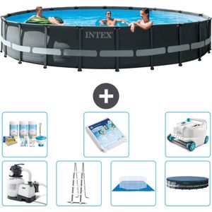 Intex Rond Ultra XTR Frame Zwembad - 610 x 122 cm - Inclusief Pomp - Ladder - Grondzeil - Afdekzeil Onderhoudspakket - Glasparels - Stofzuiger