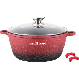 Royal Cuisine Amsterdam braadpan inductie met deksel rood - marmeren coating - koudgrepen - Ø 20 cm