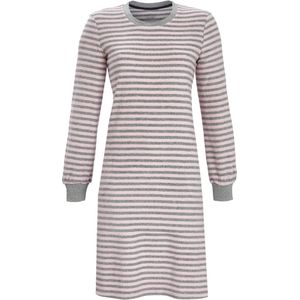 Badstoffen nachthemd roze grijs - Roze - Maat - 36