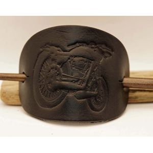 Zwarte lederen haarspeld motorcylce - stoere dames haarspeld - leren haarspeld - dames haarspeld - mannen haarspeld - zwarte haarspeld - handgemaakte haarspeld - unieke haarspeld - haarsieraad - haaraccessoires - unieke haarspeld - grappige haarspeld