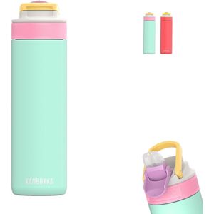 Kambukka Lagoon geïsoleerde waterfles 600 ml - Ice Pop met geïntegreerd rietje - Jelly mint Turquoise