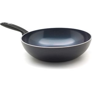 Gezonde 28cm/36L Keramische Antiaanbak Wokpan - Inductie & Ovenbestendig - PFAS-vrij - Vaatwasmachinebestendig - Zwart