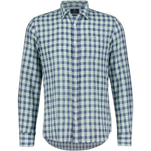 New Zealand - Lugatte - Overhemd - Blauw - Normale Fit - Ruitpatroon - Linnen