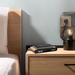 Draadloze Wekker met Inductie-Oplader - 15W - Temperatuurweergave - Houteffect