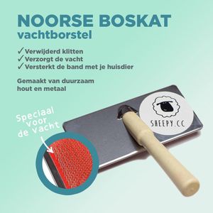 Borstel Noorse boskat - Handzaam - Sterk - Duurzaam hout en metaal - Maakt de vacht van je  Noorse boskat weer klit- en viltvrij - kattenvacht borstel
