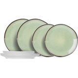Cosy & Trendy - Bordenset Fez - Groen - 8-delig - 4 Dinerborden en 4 Ontbijtborden