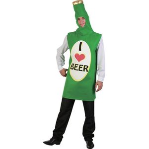 Bierfles kostuum groen 'I love beer' voor volwassenen - One Size - Carnavalskleding