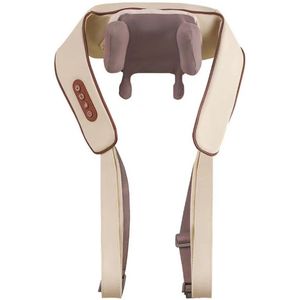 Massageapparaat, sjaal, trapeziusspier, cervicale wervelkolom, knedend, oplaadbaar, verwarmd elektrisch massageapparaat voor nekmassage - koffiekleur