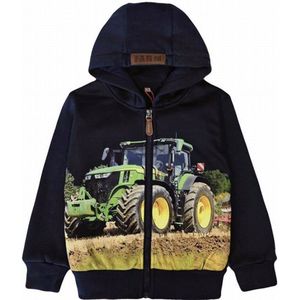 Kinder vest John Deere tractor trekker GM kleur donkerblauw Hoodie maat 122/128 Heel mooi!