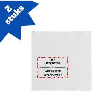 Akyol - i'm a stepsister what's your superpower? brillendoekjes - Zus - super stiefzus - verjaardag - cadeautje voor zus - zus artikelen - kado - geschenk - 17,8 bij 17,8 cm - 2 stuks