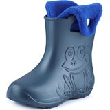 Ladeheid - LA-CA-FrogButton - Kinder Regenlaarzen - Metallic Blauw/Navy Blauw - Rubber met Binnenschoen