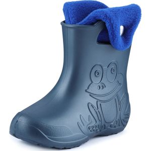 Ladeheid - LA-CA-FrogButton - Kinder Regenlaarzen - Metallic Blauw/Navy Blauw - Rubber met Binnenschoen