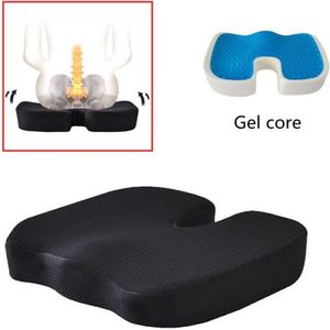 TDR-gelkussen ademend net-inclusief wasbare hoes – zitkussen – Zwangerschapskussen-honingraatstructuur-Zwart 45x35x7cm