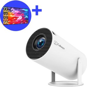 Cahaya - Mini beamer 2025 model + Projectiescherm (100'') - Pro versie - Mini Beamer - mini projector - draagbare beamer - projector / beamer - Geïntegreerd Android 12.0 systeem - Screen mirroring smartphone - Home cinema