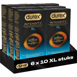 Durex Intensity Condooms XL - Nieuwste generatie ultradunne, latexvrije condooms voor mannen – Gedeelde lichaamswarmte - 6 x 10 stuks - Voordeelverpakking