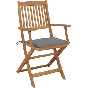 vidaXL Tuinstoelen 4 st inklapbaar met kussens Tuinstoelen - Buitenstoelen - Acacia Hout - Vouwstoel - Klapstoel