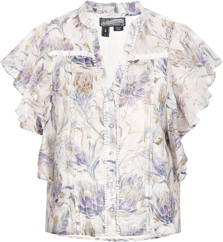 DreiMaster - Vintage Blouse - Blauw - Chiffon - Bloemenprint